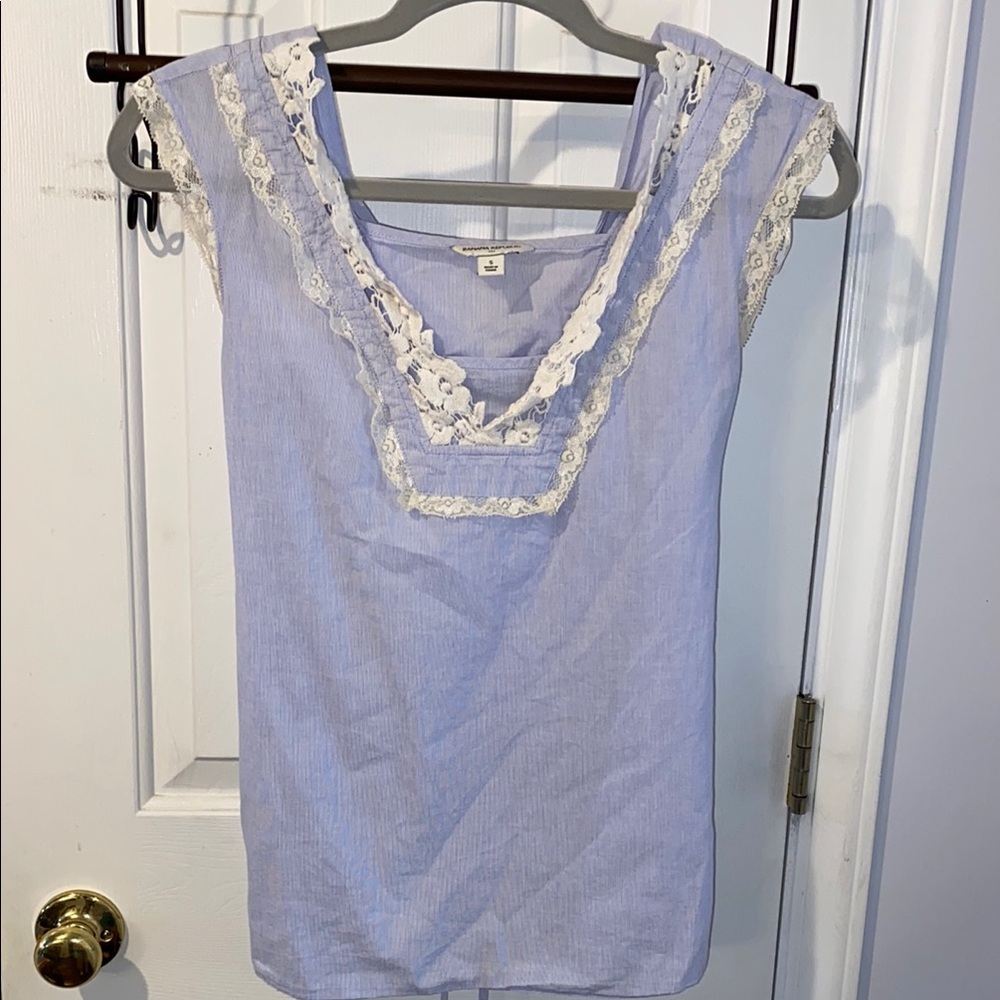 Banana Republic Blue and White Blouse, 100% cotton, sz. S